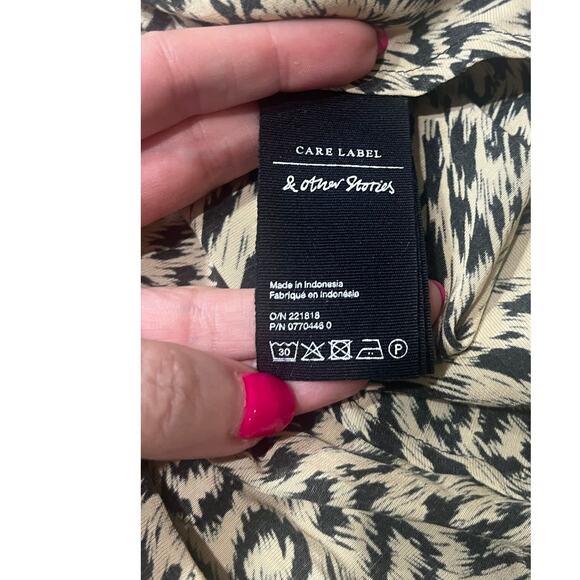 & Other Stories Long Sleeve Leopard Cheetah Animal Print Mini Dress Size 10 - Picture 8 of 9